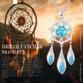 wholesale 925 Sterling Silver Turquoise Dreamcatcher Pendant Necklace with Feathers Bohemian s for Her-0-5