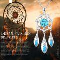 wholesale 925 Sterling Silver Turquoise Dreamcatcher Pendant Necklace with Feathers Bohemian s for Her-0-5