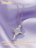 wholesale Sterling Silver Rose Cross Pendant Necklace for Women-0-76