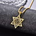 wholesale 925 Sterling Silver Gold Plated Star Of David Menorah Pendant Necklace-0-3