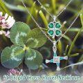wholesale 925 Sterling Silver Shamrock & Turquoise St Bridget's Cross Pendant Necklaces for Women and Men Irish s-0-4