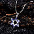 wholesale 925 Sterling Silver Blue Enamel Star of David Pendant Necklace 24 Chain-0-1