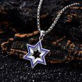wholesale 925 Sterling Silver Blue Enamel Star of David Pendant Necklace 24 Chain-0-1