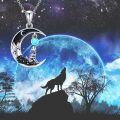 wholesale 925 Sterling Silver Glow in the Dark Moon Howling Wolf Necklace-0-5