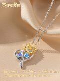 wholesale S925 Sterling Silver Sunflower & 1CT Alexandrite/Topaz Birthstone Pendant Necklace, Love Gift for Women-0-1
