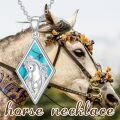 wholesale 925 Sterling Silver Horse Pendant Turquoise Stone Necklace for Women Girls Gifts Mothers Day Birthdays Christmas-0-4