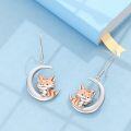 wholesale 925 Sterling Silver Fox Moon Drop Earrings for Women Girls  4cm Long-0-2