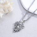 wholesale 925 Sterling Silver Lion Pendant Necklaces with Crown Design for Men & Women-0-5