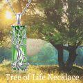 wholesale 925 Sterling Silver Green Austrian Crystal Tree of Life Pendant Necklaces for Women Mothers Day Gifts-0-5
