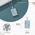 wholesale S925 Sterling Silver & Turquoise The Moon Tarot Card Necklace, Adjustable Chain, Spiritual Jewelry Gift for Women-0-4