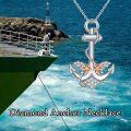 wholesale 925 Sterling Silver Anchor Flower Pendant Necklace with Cubic Zirconias and Gemstones for Women Gifts-0-3