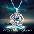 wholesale 925 Sterling Silver Round Evil Eye Pendant with Blue Stone and Cubic Zirconia on -0-3