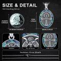 wholesale 925 Sterling Silver Oval Ankh Cross Pendant with Abalone Shell Inlay - Ancient Egyptian Amulet Protection Jewelry for Women and Men (24+2 Rolo Chain Included) -0-1