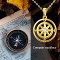 TOUPOP 14K Gold Compass Pendant Necklace, 16+2 Inch Travel Jewelry Gift-0-1