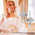 wholesale 925 Sterling Silver Fan-shaped Floral Drop Earrings with Moonstone and Cubic Zirconia-0-4