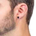 wholesale 925 Sterling Silver Square Black Onyx CZ Stud Earrings for Women and Men-0-2