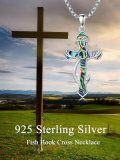 wholesale 925 Sterling Silver Abalone Shell Deer Antler Cross Pendant Necklace with Chain Gift for Men Hunters-0-4