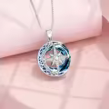 wholesale 925 Sterling Silver Compass & Celestial Elements Pendant Necklaces Wholesale with Blue Crystal and Stars Design-0-2