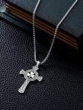 wholesale 925 Sterling Silver Shamrock Celtic Knot Cross Pendant Necklace  for Men & Women Protection Amulet Religious Gift with 24+2 Rolo Chain (Gift Included)-0-3