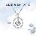 wholesale White Gold Plated Silver & Moissanite Geometric Round Solitaire Necklace, 1.0 ct Center Stone, Gift Box, 20 Adjustable Chain-0-4