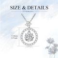 wholesale White Gold Plated Silver & Moissanite Geometric Round Solitaire Necklace, 1.0 ct Center Stone, Gift Box, 20 Adjustable Chain-0-4