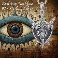 wholesale 925 Sterling Silver Evil Eye Shield Sword Heart Pendant Necklace s for Women-0-4