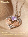 wholesale 925 Sterling Silver Rose Gold Plated Swan Birthstone Necklace for Women-0-3