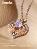 wholesale 925 Sterling Silver Rose Gold Plated Swan Birthstone Necklaces Wholesale for Women-0-3