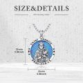 wholesale 925 Sterling Silver Round Blue Opal St Francis of Assisi Medal Prayer Necklace-0-5
