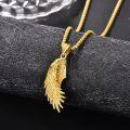 wholesale Gold 925 Sterling Silver Angel Wing Pendant on Rolo Chain 24 Long for Men-0-3