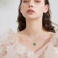 wholesale 925 Sterling Silver Celtic Knot Green Stone Pendant Necklaces for Women Irish s-0-1