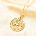 wholesale Gold Plated 925 Sterling Silver Compass Pendant Necklace  with Cubic Zirconia - Romantic Christmas  for Her/Mom/Wife-0-1