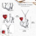 wholesale Sterling Silver Birthstone Cat Pendant Necklace for Women-0-4