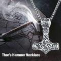 wholesale 925 Sterling Silver Viking Mjolnir Hammer Pendant Necklace with 28 Rolo Chain for Men-0-5