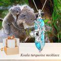 wholesale 925 Sterling Silver Turquoise Koala Pendant Necklace - Cute Animal s for Mom & Daughter Birthdays Xmas Mothers' Day-0-4