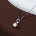 wholesale 925 Sterling Silver Infinity Freshwater Pearl Cubic Zirconia Necklace for Women-0-1