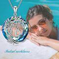 wholesale 925 Sterling Silver Blue Crystal Tree of Life Initial Necklace Family Letter Pendant Birthday Mother s Day Gifts for Her-0-123
