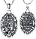 wholesale 925 Sterling Silver Saint Joseph Protect Us Pendant Necklace Catholic  for Women Men-0-0