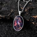 wholesale 925 Sterling Silver Saint Michael Pendant Necklace for Men with Oval Shape and Religious Artwork Design-0-5