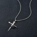 wholesale 925 Sterling Silver Gothic Black Plated Nail Cross Pendant Necklace  24 -0-3