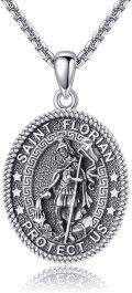 wholesale 925 Sterling Silver St Florian Medal Necklace Protection Charm s for Men Women Boys Girls Kids-0-0