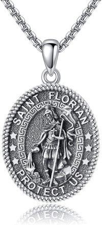 wholesale 925 Sterling Silver St Florian Medal Necklace Protection Charm s for Men Women Boys Girls Kids-St Florian