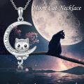 wholesale 925 Sterling Silver Cat Moon Pendant Necklace Love You Forever Gifts for Women Girls-0-4