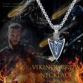 wholesale 925 Sterling Silver Blue Druzy Stone Viking Arrowhead Pendant Necklace for Men-0-4
