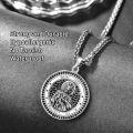 wholesale 925 Sterling Silver Saint Jude Pendant with Black CZs and Wheat Chain - Catholic Prayer  for Men & Women-0-1
