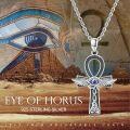 wholesale 925 Sterling Silver Egyptian Ankh Eye Of Horus Cross Winged Blue Stone Pendant Necklace For Men & Women-0-3