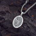 wholesale 925 Sterling Silver Saint Michael Pendant with Archangel Cross and Stars on Oval Medallion Necklace (24+2) -0-4