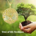 wholesale 14K Gold Sterling Silver Jade Tree of Life Necklace for Women-0-78