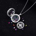 wholesale Metal & Stone Sunflower Floating Locket - DIY Birthstone Necklace with Adjustable Chain, Gift Box-0-2