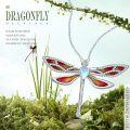 wholesale 925 Sterling Silver Rainbow Moonstone Dragonfly Pendant Necklace Gemstone s for Her-0-5